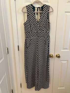 Eva Franco Sleeveless Black and White Polka Dot Jumpsuit